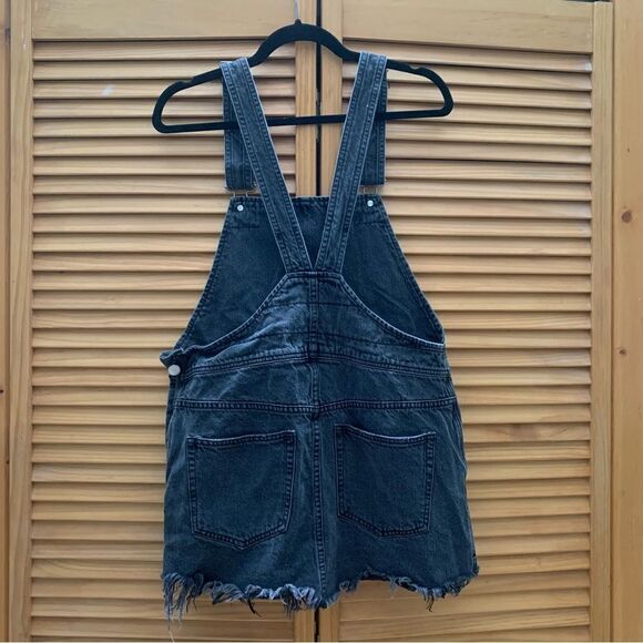 Free People Black Denim Overall Dress Medium - Picture 3 of 4
